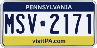 PA license plate MSV2171