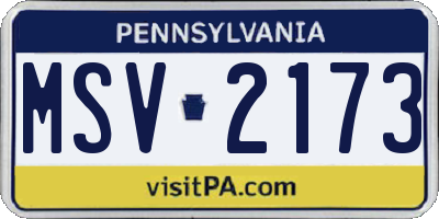 PA license plate MSV2173