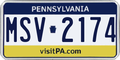 PA license plate MSV2174