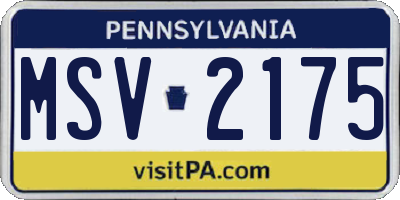 PA license plate MSV2175
