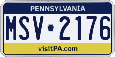 PA license plate MSV2176
