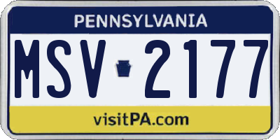PA license plate MSV2177
