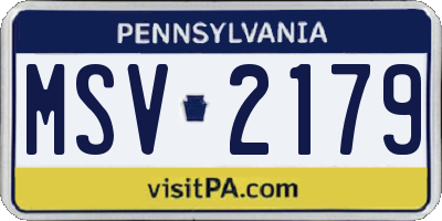 PA license plate MSV2179