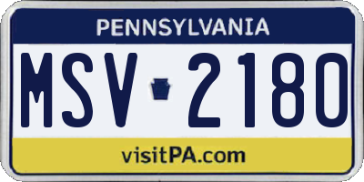 PA license plate MSV2180
