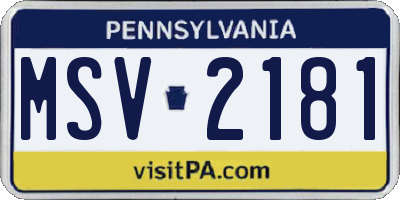 PA license plate MSV2181