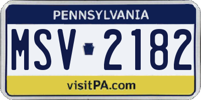 PA license plate MSV2182