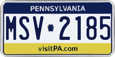 PA license plate MSV2185