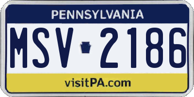 PA license plate MSV2186