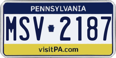 PA license plate MSV2187