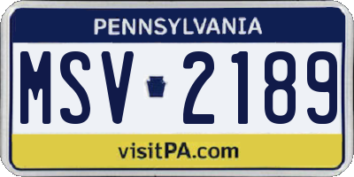 PA license plate MSV2189