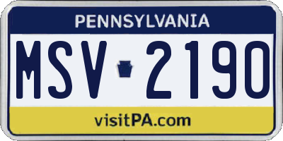 PA license plate MSV2190