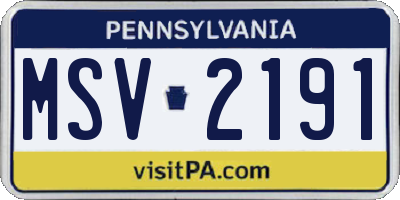 PA license plate MSV2191