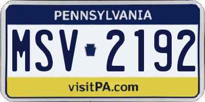 PA license plate MSV2192