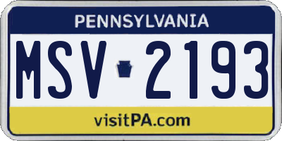 PA license plate MSV2193