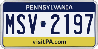 PA license plate MSV2197