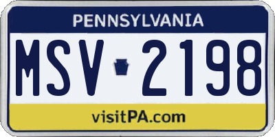 PA license plate MSV2198