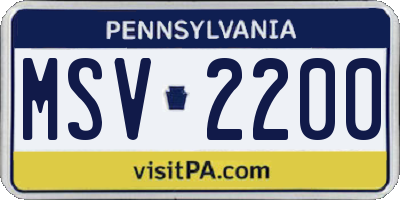 PA license plate MSV2200