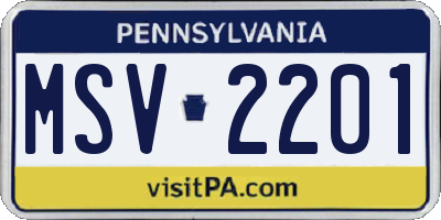 PA license plate MSV2201