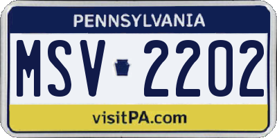 PA license plate MSV2202