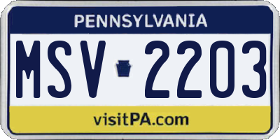 PA license plate MSV2203