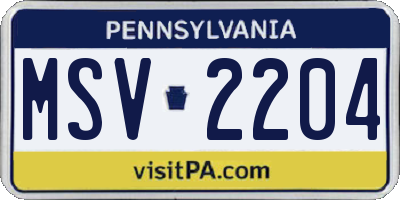 PA license plate MSV2204
