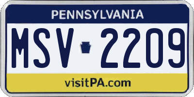 PA license plate MSV2209