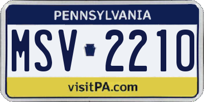 PA license plate MSV2210