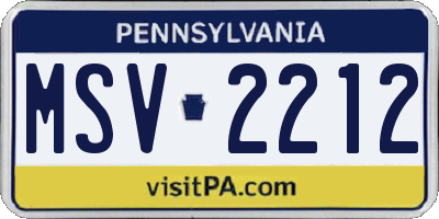 PA license plate MSV2212