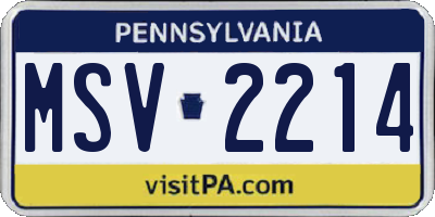 PA license plate MSV2214