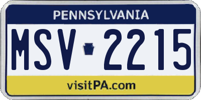 PA license plate MSV2215