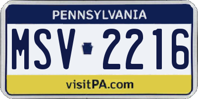 PA license plate MSV2216