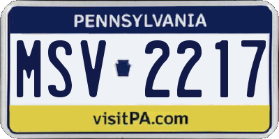 PA license plate MSV2217
