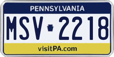 PA license plate MSV2218