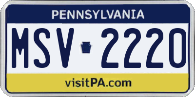 PA license plate MSV2220