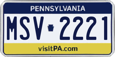 PA license plate MSV2221