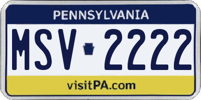 PA license plate MSV2222