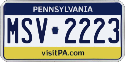 PA license plate MSV2223