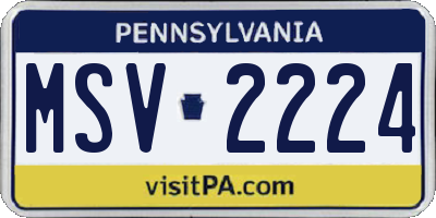PA license plate MSV2224