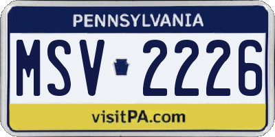 PA license plate MSV2226