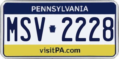 PA license plate MSV2228