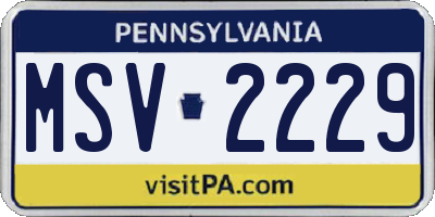 PA license plate MSV2229