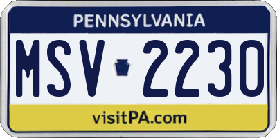 PA license plate MSV2230