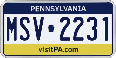 PA license plate MSV2231