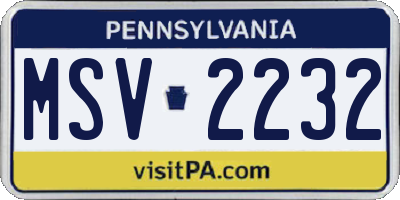 PA license plate MSV2232