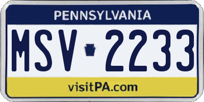 PA license plate MSV2233