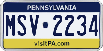 PA license plate MSV2234