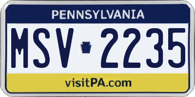 PA license plate MSV2235