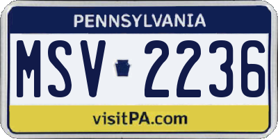 PA license plate MSV2236
