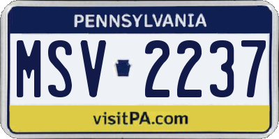 PA license plate MSV2237