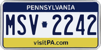 PA license plate MSV2242
